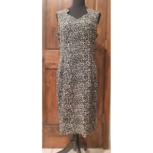 Calvin Klein Sleeveless Sheath Dress Casual Business B&W Print Stretch-Blend